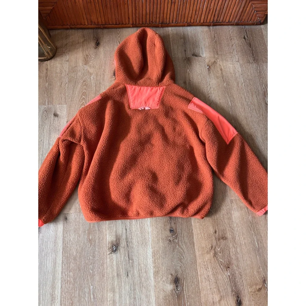 FP Movement Orange Brown Lead The Pack Fleece Pullover Oversized Size L